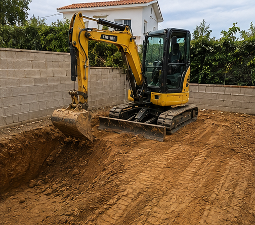 Rebajes de terreno con miniexcavadora